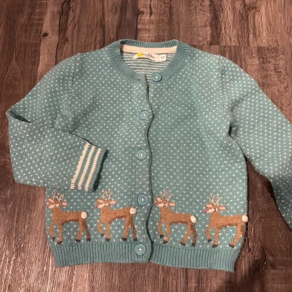 Boden Teal Reindeer Cardigan 2-3 year - Picture 1 of 1